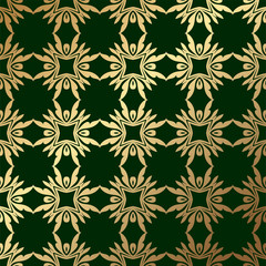 Vintage wallpaper. Golden pattern. Ornamental decorative background. Vector template can be used for design of wallpaper, fabric, oilcloth, textile, wrapping paper and other design