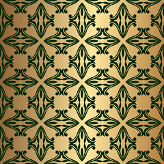 Vintage wallpaper. Golden pattern. Ornamental decorative background. Vector template can be used for design of wallpaper, fabric, oilcloth, textile, wrapping paper and other design