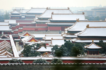 The Forbidden City after a heavy snow,Beijing,China.