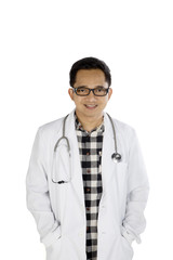 Fototapeta premium Asian doctor smiling at the camera