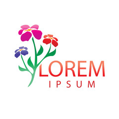 colorful flowers logo, illustration design, isolated on white background. 