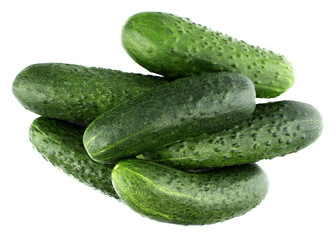 Fresh cucumbers isolated on white