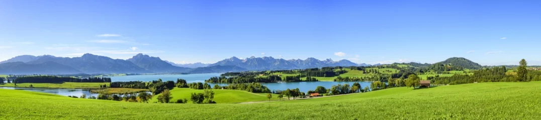 Papier Peint photo autocollant Panoramique vue magnifique sur l& 39 Ostallgäu autour du Forggensee
