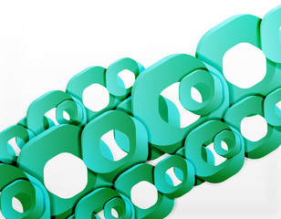 Geometric abstract background, cut chain shapes or hexagons on white