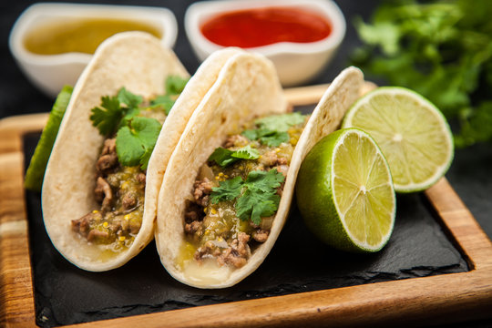 Mexican tacos with beef