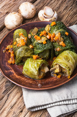 Vegetarian cabbage rolls on plate