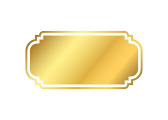 Gold frame. Beautiful simple golden design. Vintage style decorative border isolated white background. Elegant gold art frame. Empty copy space decoration, photo, banner Vector illustration