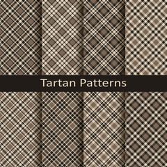 set of ten gingham and tartan seamless vector monochrome patterns. design for clothing, packaging, covers