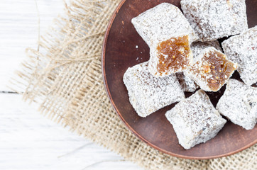 Turkish Delight. Eastern sweets. Fruit sweets. Lukum.