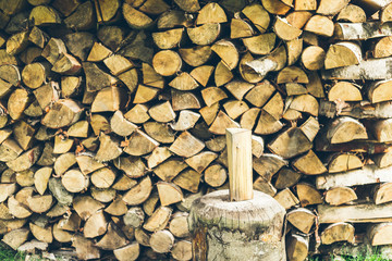 Axe with wooden handle