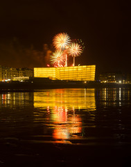 Obraz premium Fireworks and holidays in the city of Donostia, Basque Country