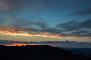 Sonnenuntergang am Rande der Schwäbischen Alb