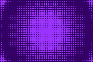 Comic background purple, lilac color. Halftone dotted retro pattern with circles, dots Vector illustration