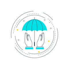  Insurance policy, life insurance flat line vector illustration design. Customer care, customer support, customer assistance design for web banners and apps