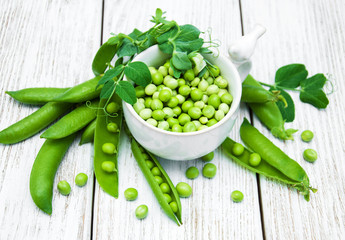 green peas on a table