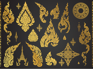 Set of Thai art element, Decorative motifs. Ethnic Art, icon vector - 168478559