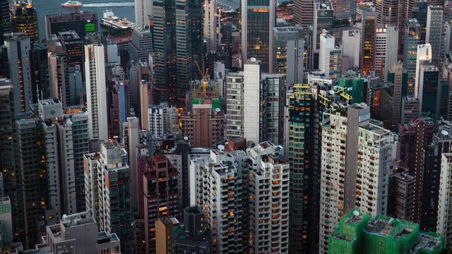 Time lapse of city at Hong Kong in the evening
