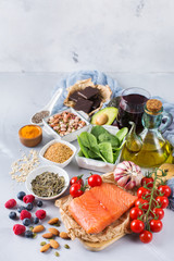 Fototapeta na wymiar Assortment of healthy food low cholesterol