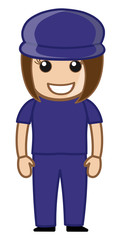 Happy Cartoon Female Worker