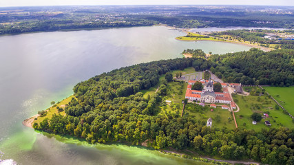 Kaunas, Lithuania: Pazaislis Monastery and Church, located on a peninsula in Kaunas Reservoir, in the summer