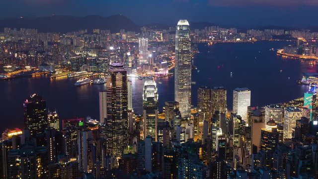 Time lapse of city sunset in Hong Kong