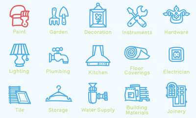 Doodle Simple Set of Repair, Construction, Everyday Life Related Vector Line Icons.