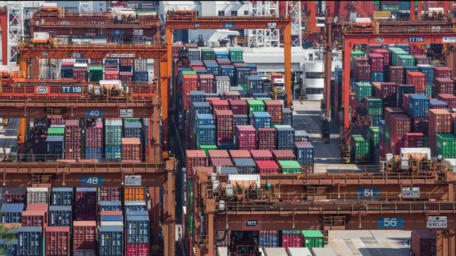 Kwai Tsing , Hong Kong 12 August 2017:- Time lapse of Hong KongCargo Container Port