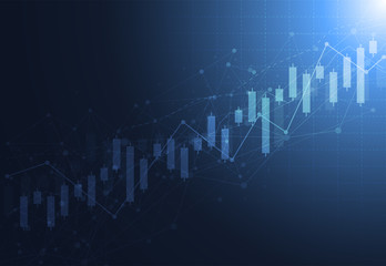 Business candle stick graph chart of stock market investment trading on dark background design. Bullish point, Trend of graph. Vector illustration