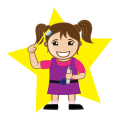 Cute Small Happy Girl Showing Brush and Paste