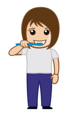 Happy Girl Brushing Teeth