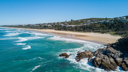 Aerial shot of beach around Noosa