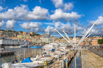 GENOA (GENOVA), AUGUST, 10, 2017 - Old port area, "Porto Antico", touristic place in Genoa (Genova), Italy.