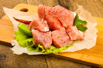 Raw pork pieces