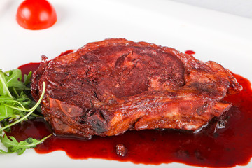 Steak with berry sauce