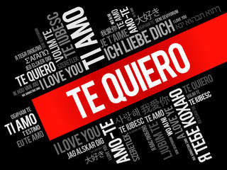 Te quiero (I Love You in Spanish) in different languages of the world, word cloud background