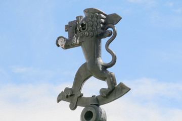 A statue of the Coat of Arms of Finland, a symbol even older than the country now celebrating her 100 years of Independence. The Lion is one of the most important icons on Finnish Independence.