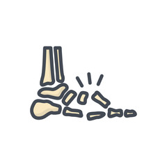 Broken Bones Human Body Colored Icon feet