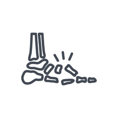 Obraz premium Broken Bones Human Body line Icon feet