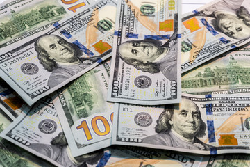 Money concept, One hundred dollars banknotes background.