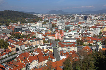 Fototapeta na wymiar Ljubljana aerial