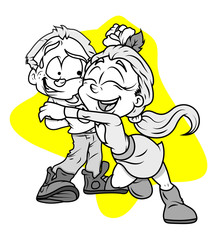Vector Illustration of Romantic Cartoon Couple