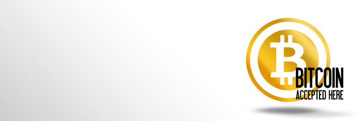 Obraz premium Bitcoin Accepted Here Golden Banner Website Design