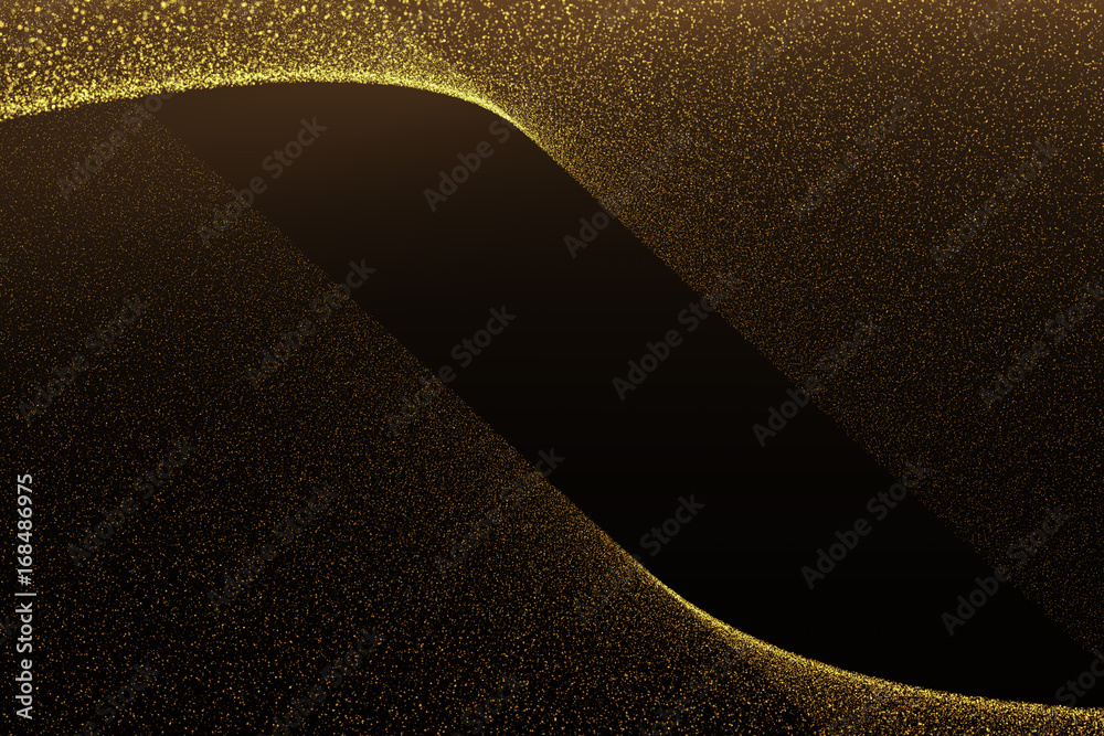 Canvas Prints glowing shiny dots. twist gold particles.curve geometric shape .bokeh dot blue. technology network m
