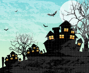 Fototapeta na wymiar Spooky House Halloween Vector Background
