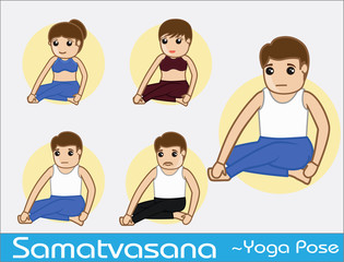 Yoga Cartoon Vector Poses - Samatvasana
