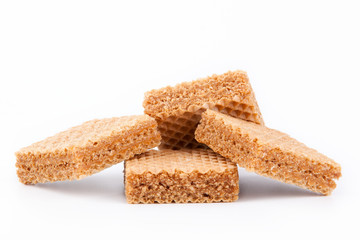 Waffles with sweet filling on a white background.