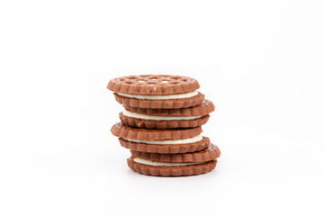 Biscuits with sweet filling on a white background.