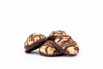 Biscuits with sweet filling on a white background.