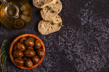 Fresh bread with snacks.