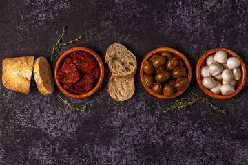 Fresh bread with snacks.